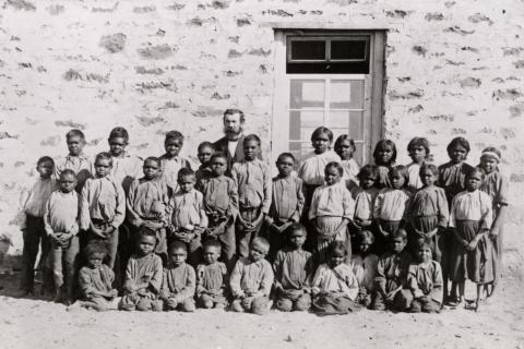 Aranda Aboriginal pupils with Pastor C. Strehlow