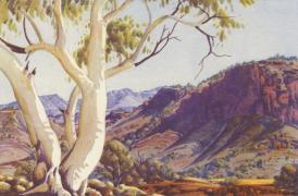 Albert Namatjira watercolour- Ghost Gums