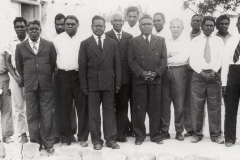 Pastor F.W Albrecht with participants in course for evangelists at Hermannsburg