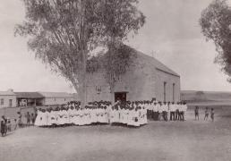 Congregation outside Church at Hermannsburg.